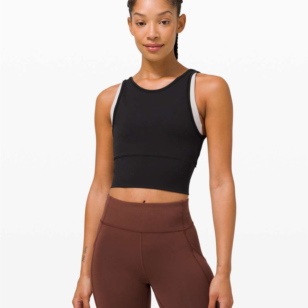 Lululemon Ribbed Power Pivot Tank Black Sleeveless Crop Top